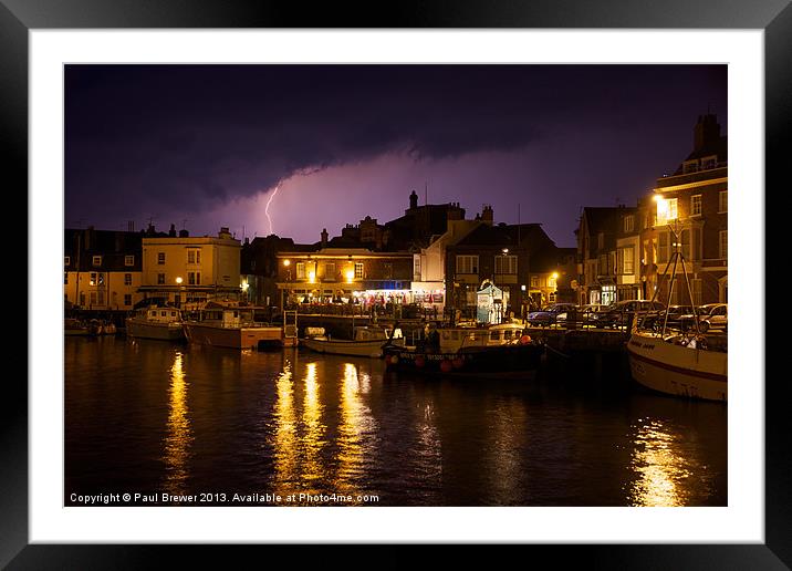 Lighting Across Weymouth Harbour Framed Mounted Print by Paul Brewer