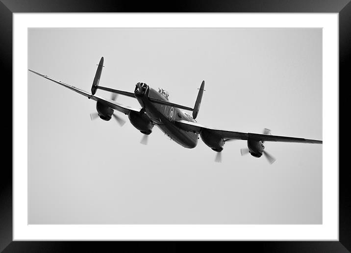 Lancaster Bomber Mono Framed Mounted Print by J Biggadike