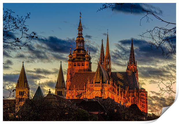 Evening light over cathedral Print by Sergey Golotvin
