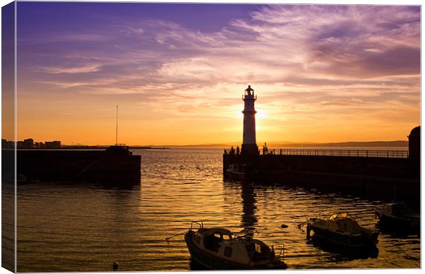 Newhaven harbour Edinburgh lighthouse Canvas Print by James Marsden