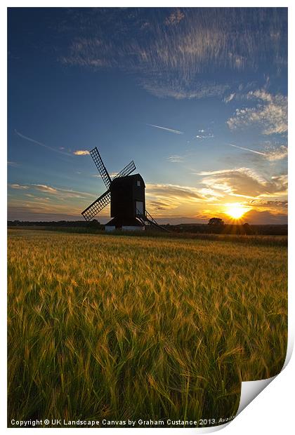 Windmill Sunset Print by Graham Custance
