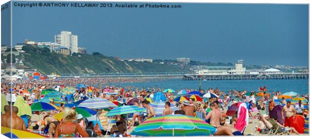 BOURNEMOUTH BEACH IN SUMMER Canvas Print by Anthony Kellaway