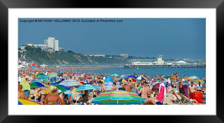 BOURNEMOUTH BEACH IN SUMMER Framed Mounted Print by Anthony Kellaway