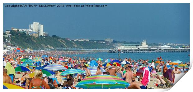 BOURNEMOUTH BEACH IN SUMMER Print by Anthony Kellaway