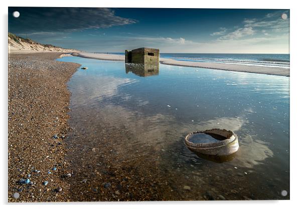 Pill Box at Hemsby Acrylic by Stephen Mole