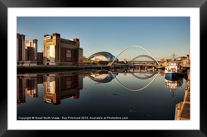 River Tyne Reflected Framed Mounted Print by Ray Pritchard