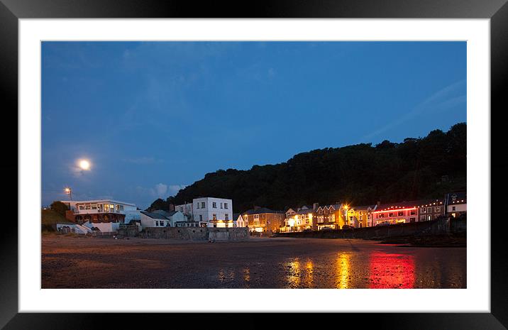 Combe Martin Summer Night Reflections Framed Mounted Print by Mike Gorton