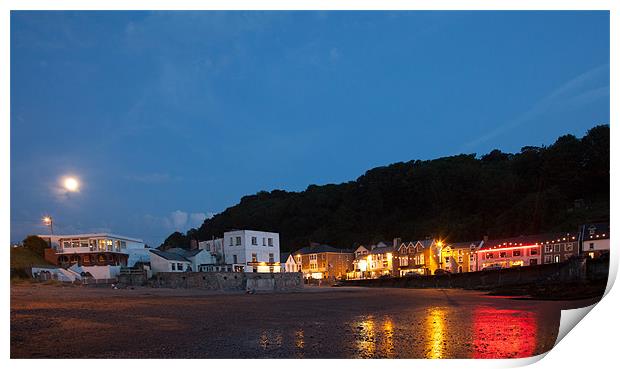 Combe Martin Summer Night Reflections Print by Mike Gorton
