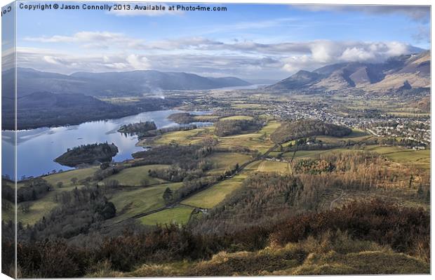 Dewentwater And Keswick Canvas Print by Jason Connolly