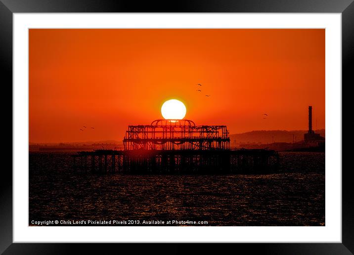 Sunset Over The West Pier Framed Mounted Print by Chris Lord