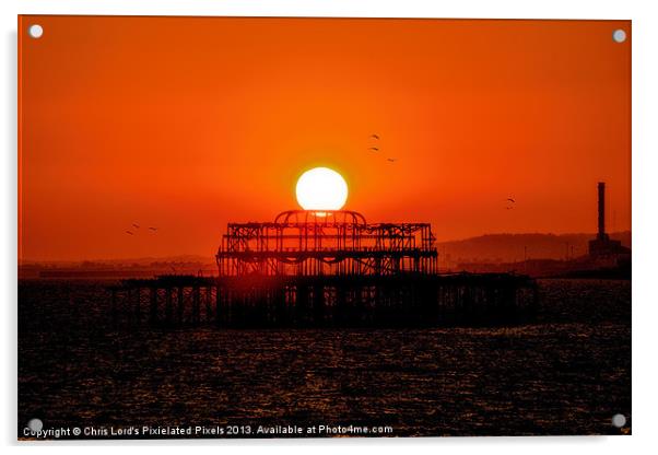 Sunset Over The West Pier Acrylic by Chris Lord
