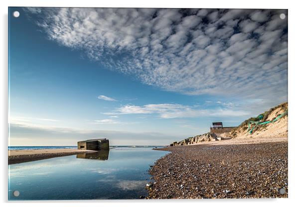 Hemsby Beach and Pill Box Acrylic by Stephen Mole