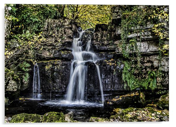 Swaledale Waterfall Acrylic by Trevor Kersley RIP