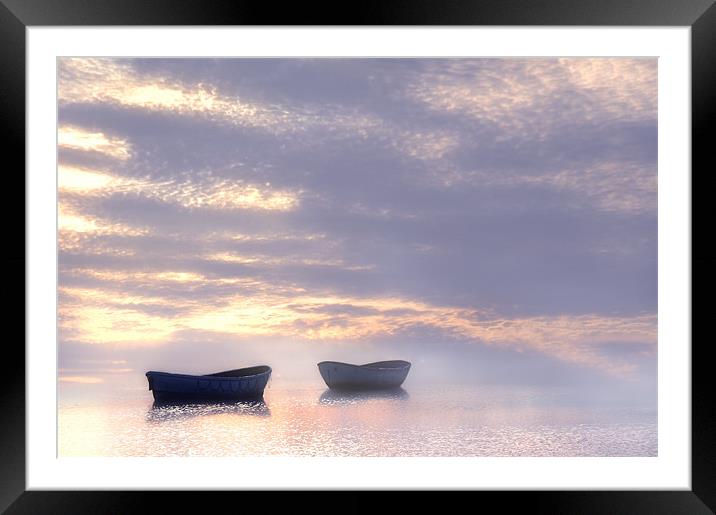 Boats in the mist, Framed Mounted Print by Robert Fielding