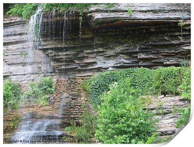 Waterfall Splashing to the Rocks Below Print by Pics by Jody Adams