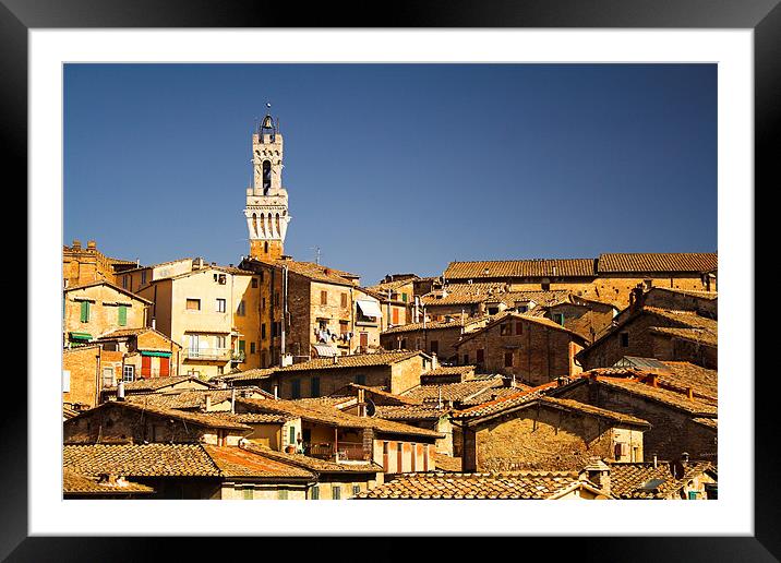 Sienna Rooftops & the Torre del Mangia Framed Mounted Print by Ray Nelson