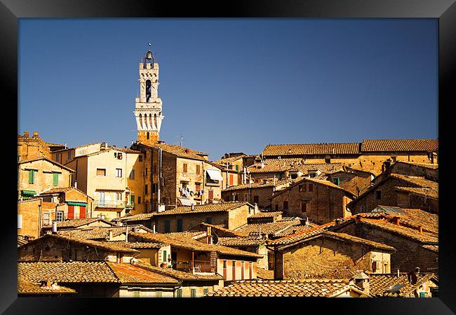 Sienna Rooftops & the Torre del Mangia Framed Print by Ray Nelson