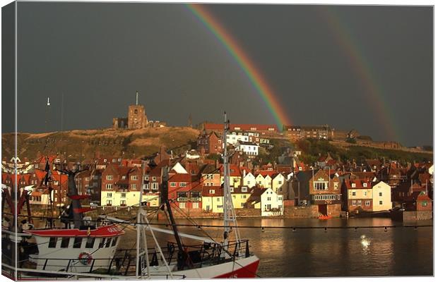 End of the rainbow in Whitby Canvas Print by Ray Nelson