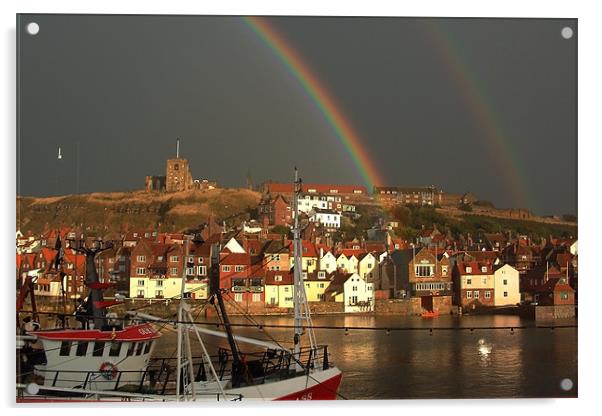 End of the rainbow in Whitby Acrylic by Ray Nelson