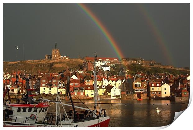 End of the rainbow in Whitby Print by Ray Nelson
