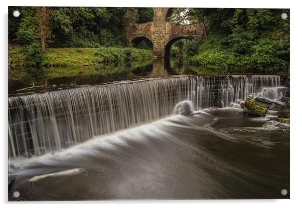 New Mills Weir Acrylic by Phil Tinkler