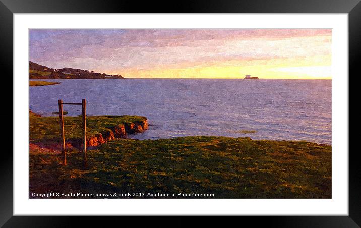 Lone ship on the horizon! Framed Mounted Print by Paula Palmer canvas