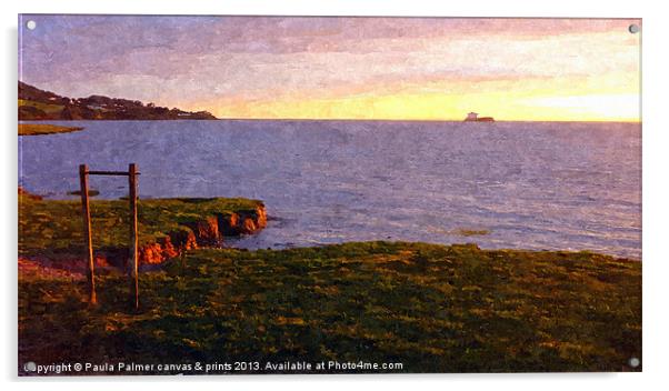 Lone ship on the horizon! Acrylic by Paula Palmer canvas