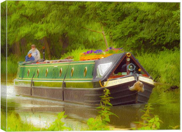 Canal Boat Textured Canvas Print by Clive Eariss