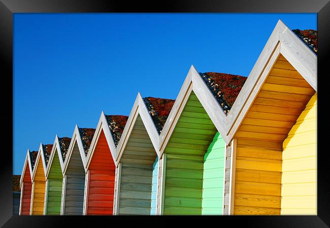 Beach Huts 2 Framed Print by Heather Athey