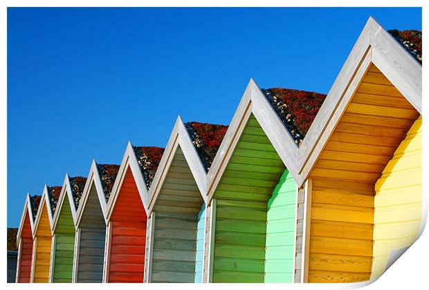 Beach Huts 2 Print by Heather Athey