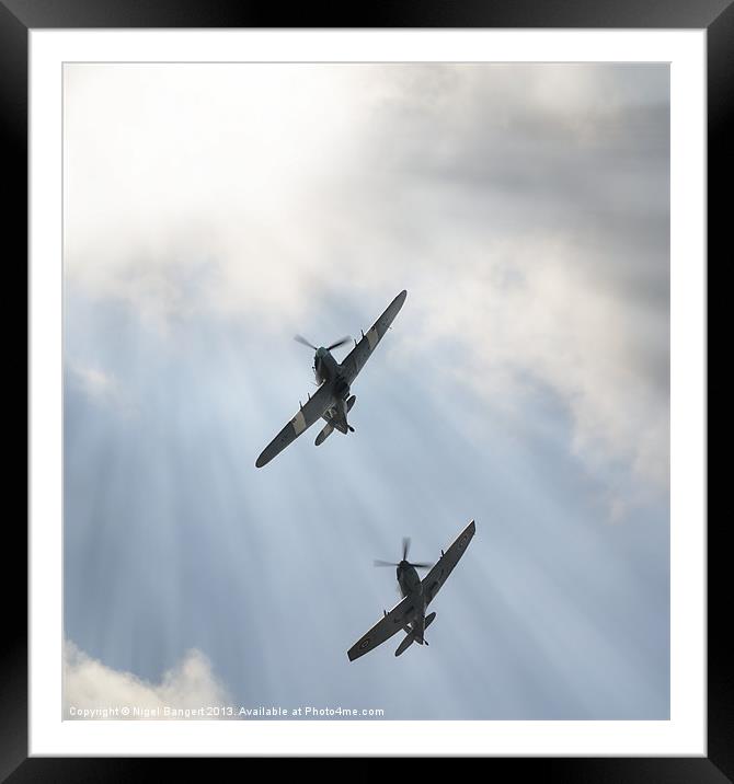 Spitfire and Hurricane Framed Mounted Print by Nigel Bangert