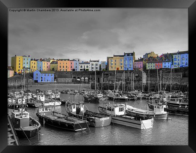 Tenby Harbour - Selective Colouring Framed Print by Martin Chambers