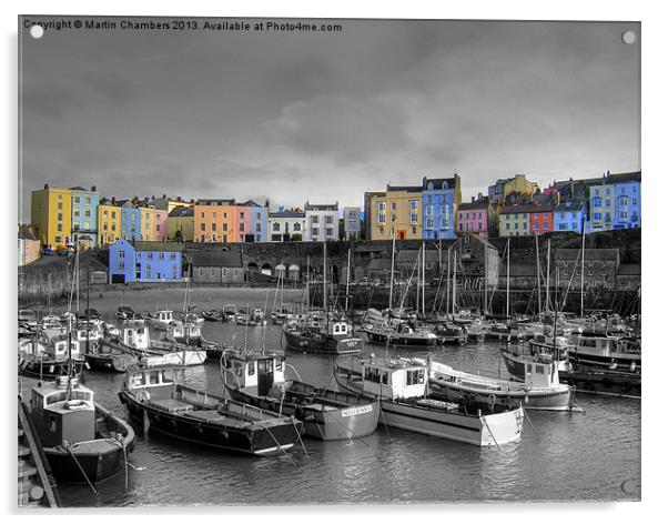 Tenby Harbour - Selective Colouring Acrylic by Martin Chambers