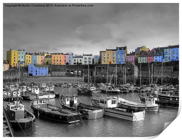 Tenby Harbour - Selective Colouring Print by Martin Chambers