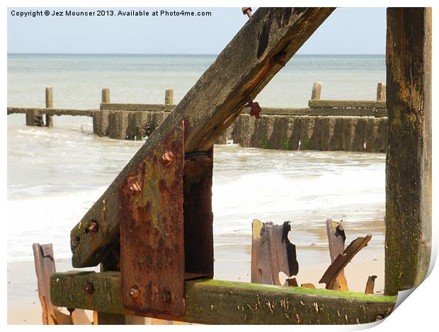 Sea Defences Print by Jez Mouncer