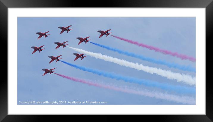 Red Arrows in Apollo Formation Framed Mounted Print by alan willoughby