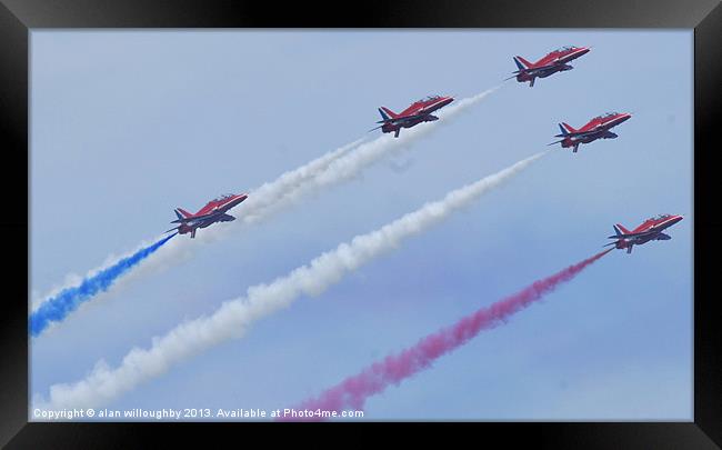 5 Red Arrows... Framed Print by alan willoughby