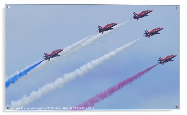 5 Red Arrows... Acrylic by alan willoughby