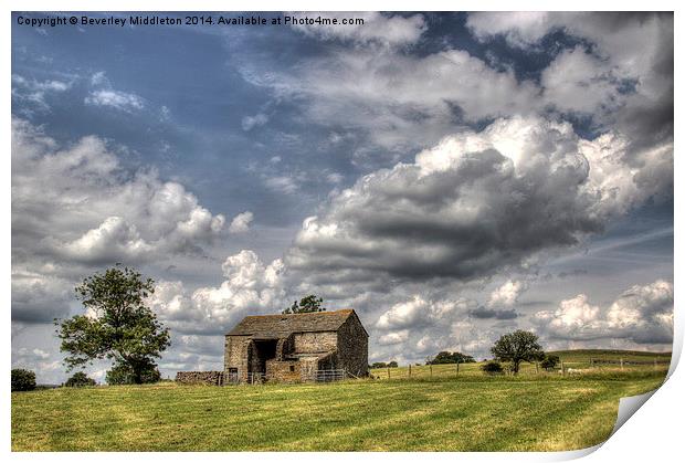 Barn in the Clouds Print by Beverley Middleton