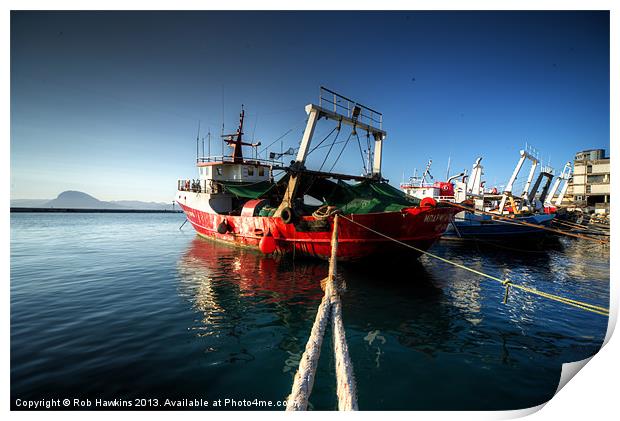 Trawlers at Patras Print by Rob Hawkins