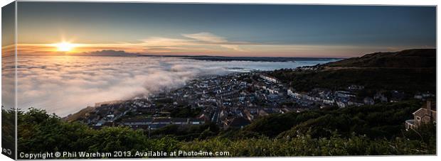 Chesil in the fog Canvas Print by Phil Wareham