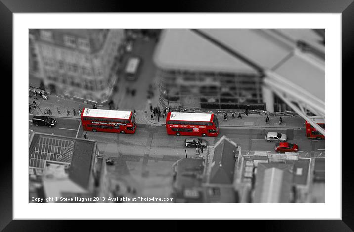 London Buses from above Framed Mounted Print by Steve Hughes