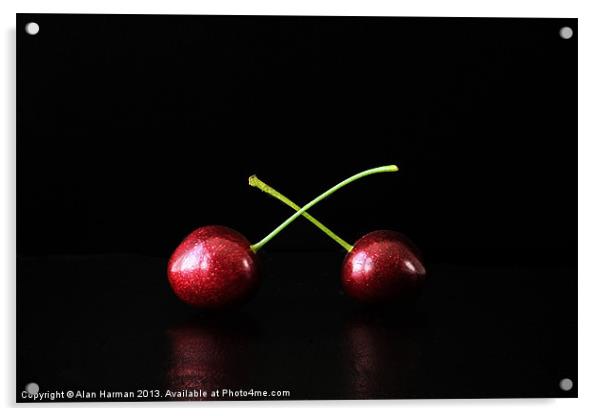 Two Cherries Acrylic by Alan Harman