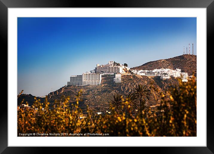 Mojacar Pueblo Framed Mounted Print by Christine Kerioak