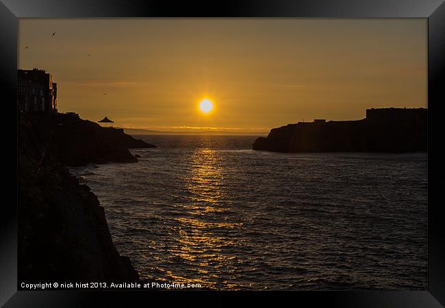 Sunrise at Tenby Framed Print by nick hirst