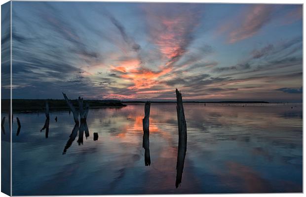 Sunset over Thornham marsh Canvas Print by Gary Pearson