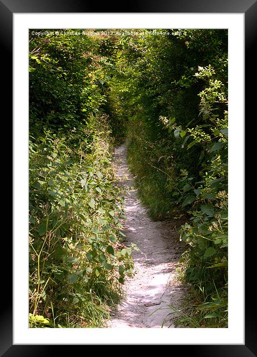 Green lined path Framed Mounted Print by Christine Kerioak