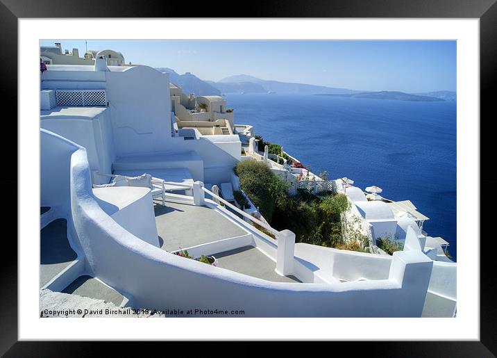 Oia Town Framed Mounted Print by David Birchall