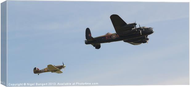 BBMF Lancaster and Hurricane Canvas Print by Nigel Bangert