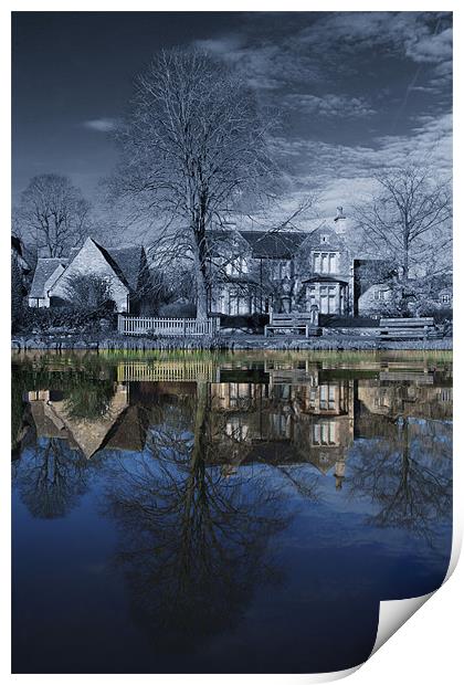 Biddestone Village Pond Print by Simon Cadby